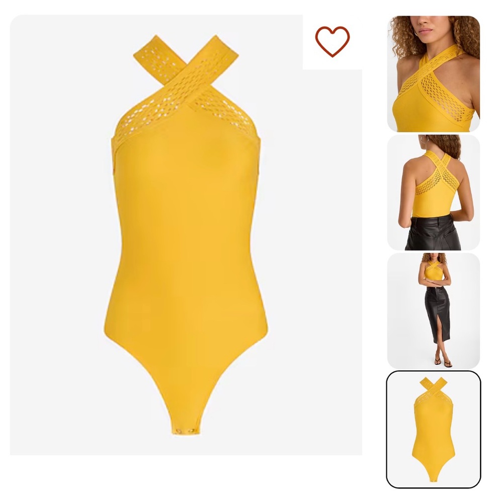 Yellow Cross Halter Bodysuit